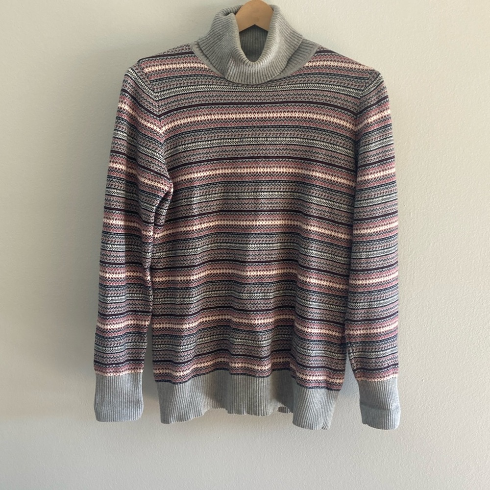 LL Bean Women’s Knit Cow-neck Turtle Neck Cashmere Blend Pullover Sweater Sz M